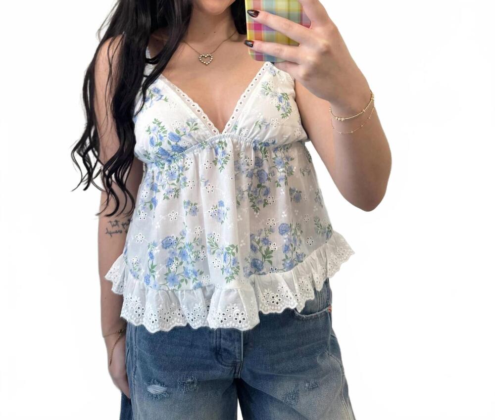 NEW HYFVE the lily lace top in white/multi
